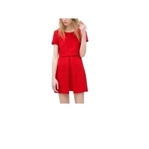 New Zara Trafaluc A Line Womens S Dress 6 Cherry Red Chic Retro Office